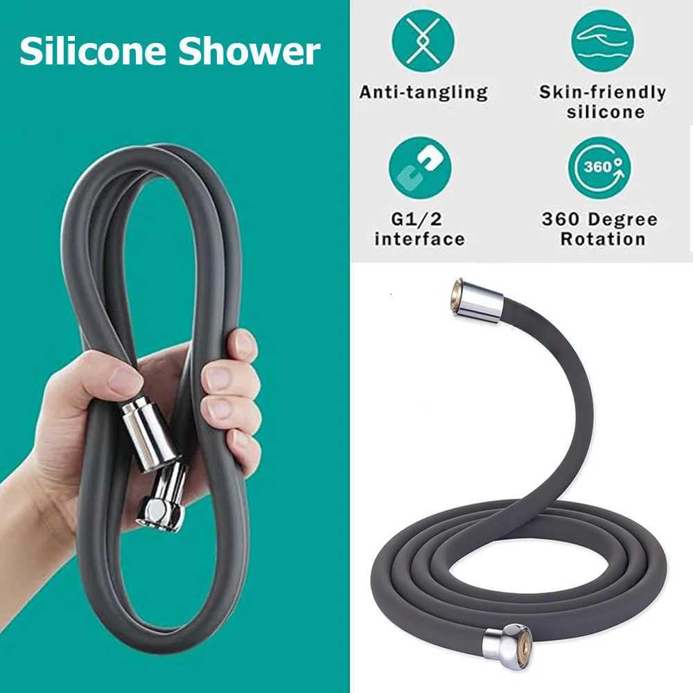 High Quality Silicone Shower Hose 15/2M ible Bath Pipe Anti-Winding High Pressure Shower Tube Bathro Faucet Accessories Y251107