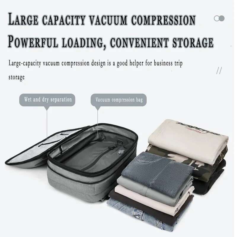 Vacuum Compression Backpack Men For Travel With Air Pump Airbag Waterproof Bagpack Laptop Bag Lage High Quality Oxford 17Inch