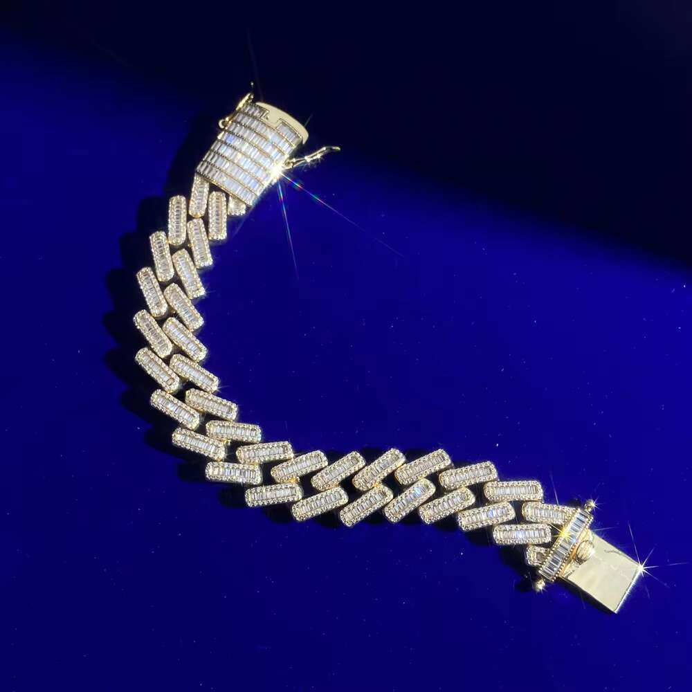 18MM Iced Out 18K Solid Gold Jewelry 925 Sterling Silver D Color VVS Moissanite Diamonds CZ Cuban Link Bracelets