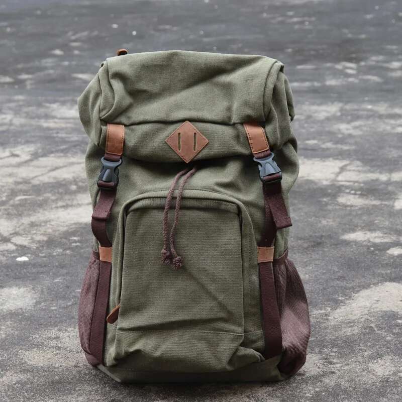 Men's Casual Canvas Backpack Laptop School Bag Large Capacity Practical Trvel Outdoor Mountain Climbing Hiking Rucksack