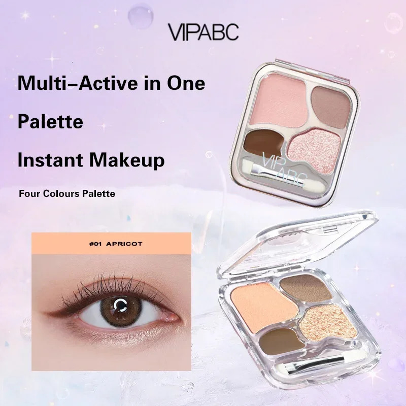 4color eye shadow palette powder blusher highlight contour makeup cute beauty cosmetics 250325