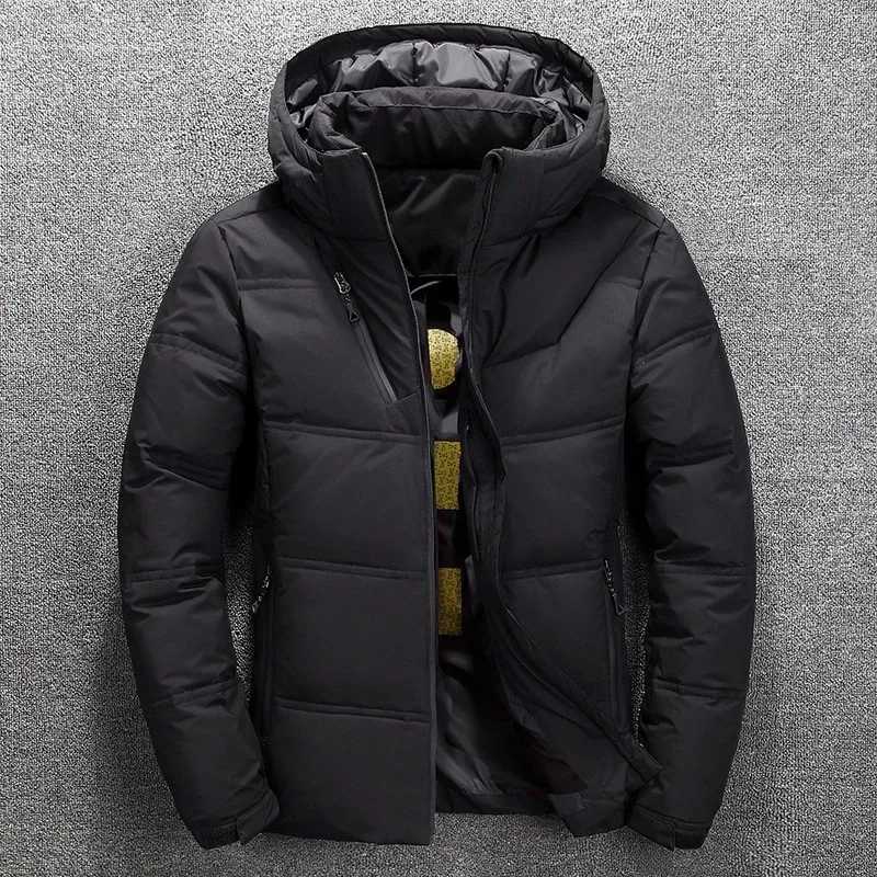 New white duck down jacket mens winter warm pure color hooded down jacket thick duck down mens down jacket winter coatT251107