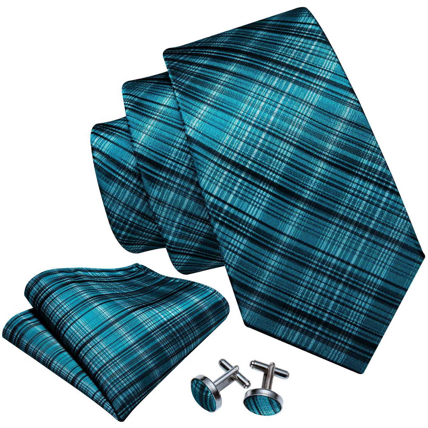 Barry. Plaid Silk Men Tie Handkerchief Cufflinks Set Designer Jacquard Checked Necktie for M Wedding Team Grosman Corp X250407