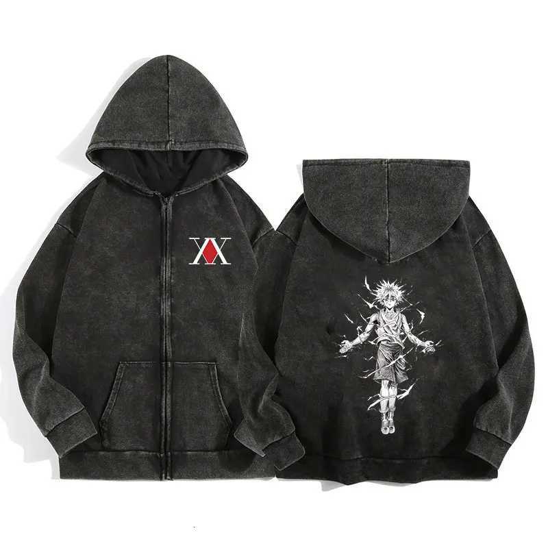 Anime Hunter x Hunter Zip Up Hoodies for Men Women Cotton Print Gothic Harajuku Jacket Hooded Sweatshirts Casual Manga PulloverY251107