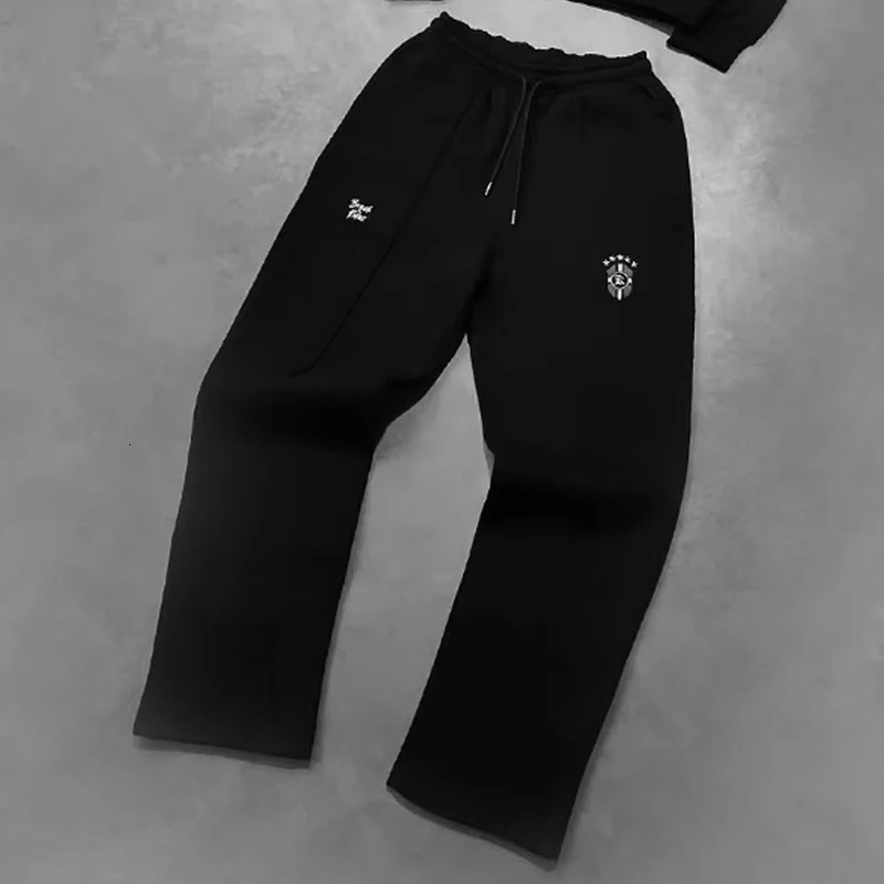 Y2K Mens Harajuku Hoodie Street Clothing Gothic Sports Pants Fashion Trend Set ed Retro Pattern Oversized Shirt 250407