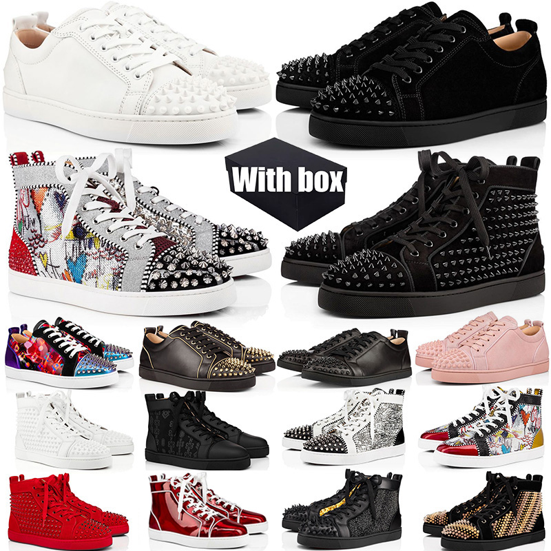 With box mens womens red bottomshoes designer dress shoes casual platform shoe sneakers luxury rivets white women men outdoor trainers