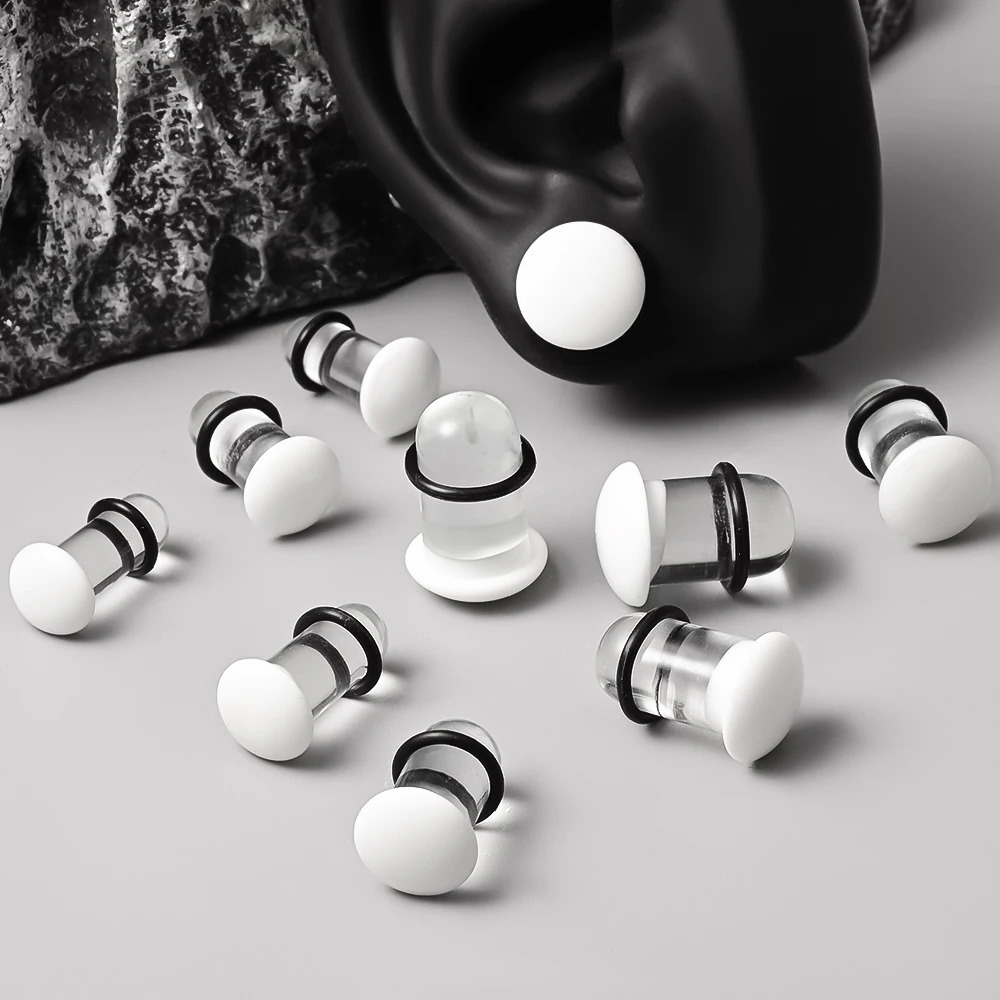 10/16/18pc Glass Ear Gauges Stretching Kit Short Taper Expander Comfy Dead Stretching Plugs with Rubber Rings Crazy Body Jewelry 250403
