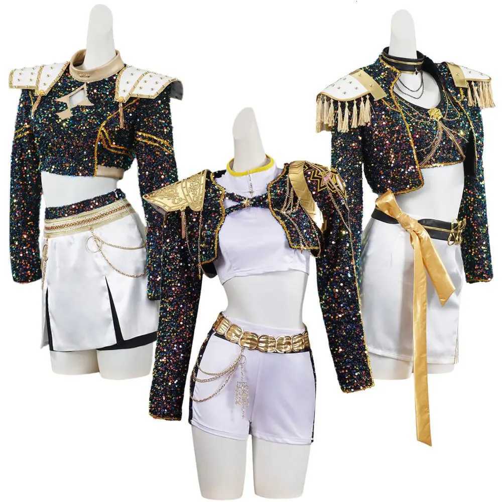 Kids Girls Kpop Rumi Demon Hunters Zoey Mira Cosplay Fantasy Costume Disguise for Child Roleplay Outfits Halloween Carnival Suit W251107