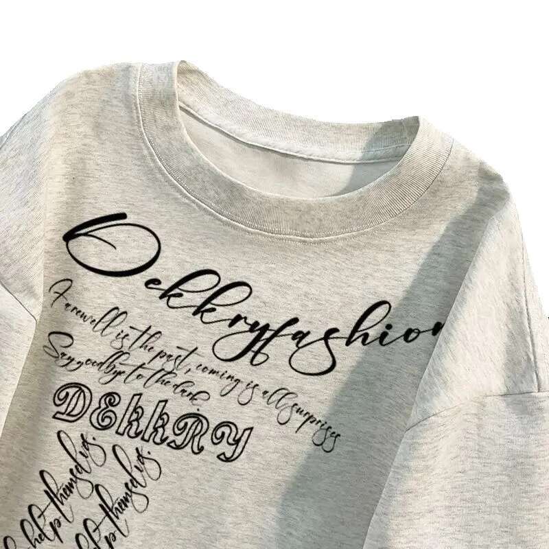Hip hop fashion men's and women's letter custom printed round neck short sleeved couple loose retro T-shirt casual style top Haruku