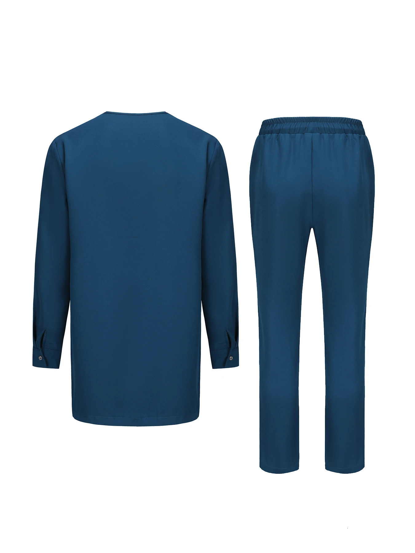 Embroidered Mens Temos Wedding trousers shirt two-piece suit dress Solid color long sleeve party African ethnic style 250407