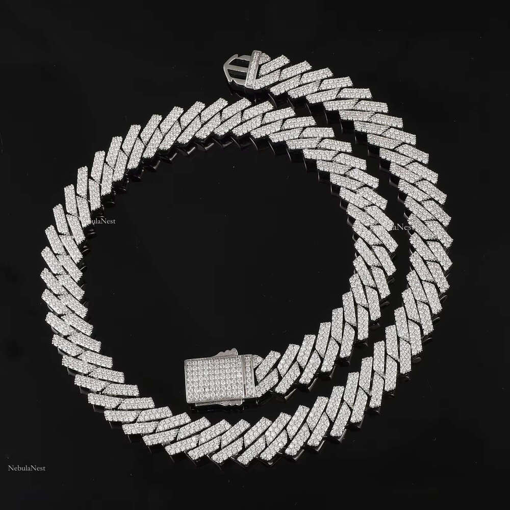 Hip Hop Brass AAAA Cubic Zircon Iced Out 14mm Prong Miami Cuban Chains Necklace for Men Jewelry