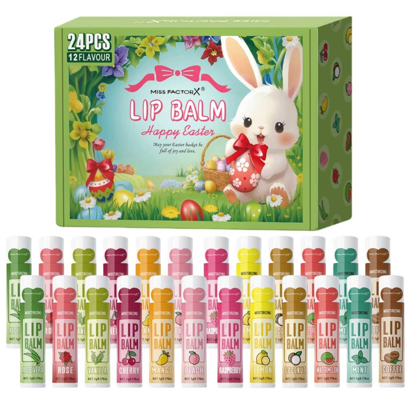 24 pieces/box lipstick set moisturizing gloss Easter gift set suitable for dry lips female gift mother gift party supplies W250407