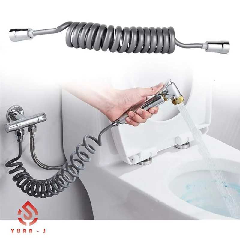 YUAN Bathro Spring Shower Hose 15m Black Gray Spring ible Phone Cord Telescopic Toilet Shower Bidet Cord Hose Y251107
