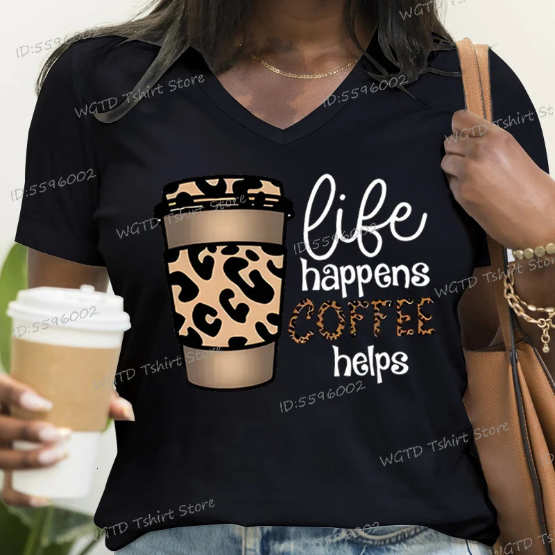 Coffee Panther Printed Fashion Casual Top for Life Helps Womens Clothing Lover Gift Tshirt Summer 250407