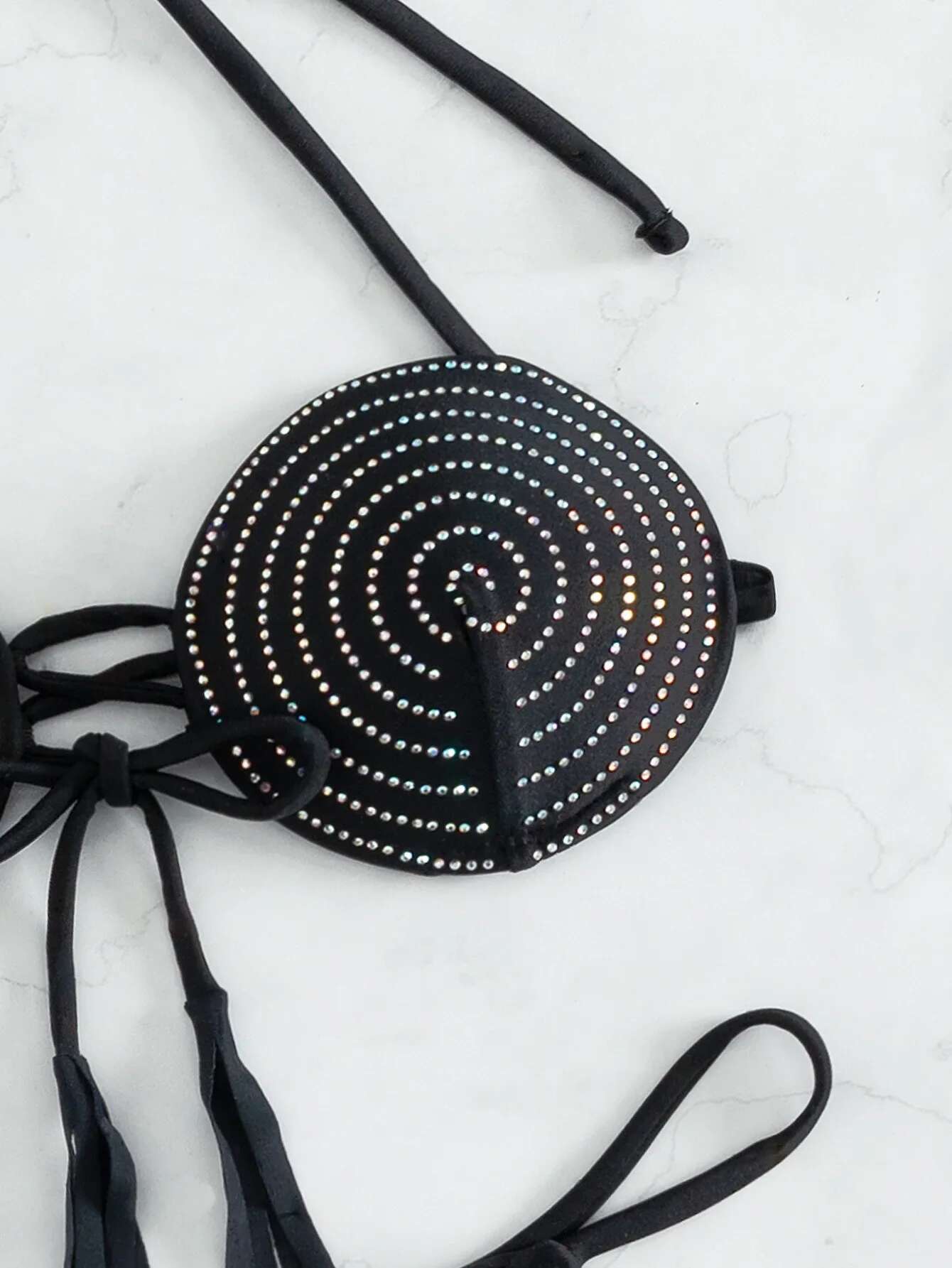 Dongdumaoyi Luxury Hot Drill Bikinis Sets Women Halter Black Rhinestone Lace Up Micro Swimsuit Brazilian Bathing Suit Triangle Swimwear