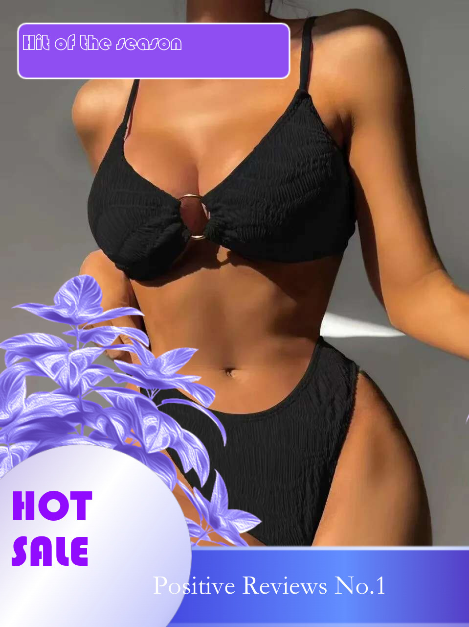Dongdumaoyi Sexy High Waist Bikinis Sets Women Black White Ring Linked Push Up Swimwear Summer Beach Bathing Suit Two Piece Swimsuit