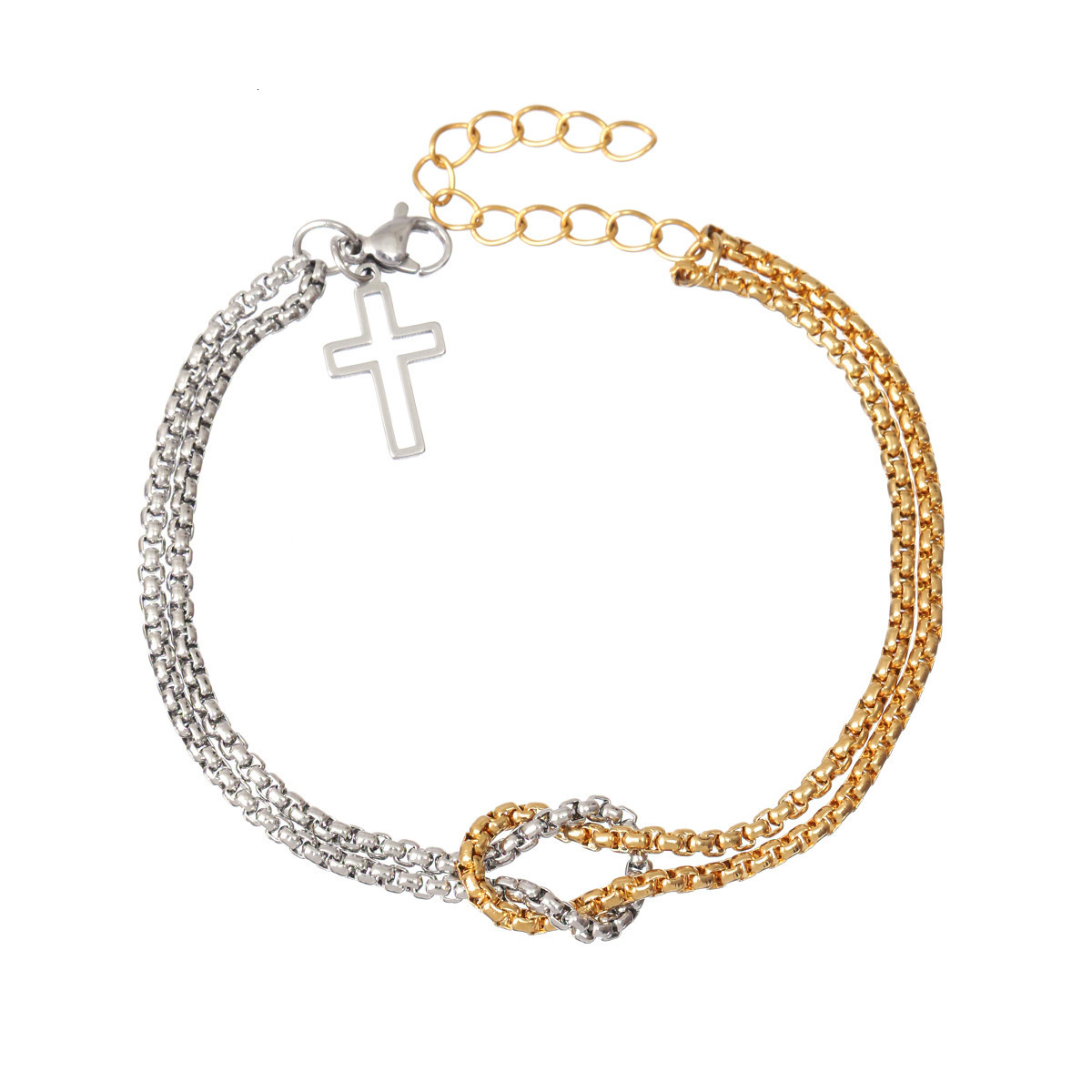 New Fashion Cross Square Bead Double layer Chain for Men and Women Handjewelry Bracelet