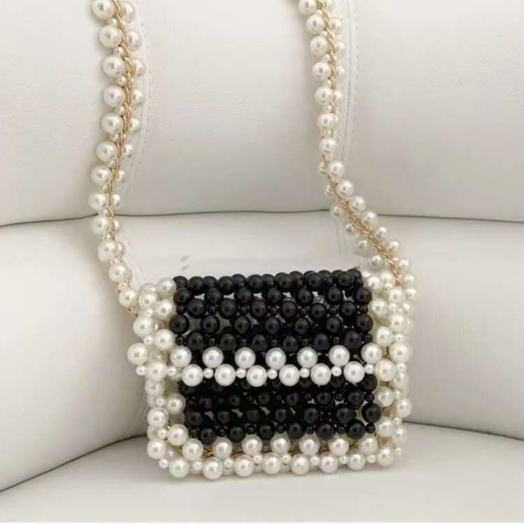 New Small Pearl White Beaded Fairy Portable Messenger Bags With Chain Female Purses And Handbags Cross Body Bag Woman