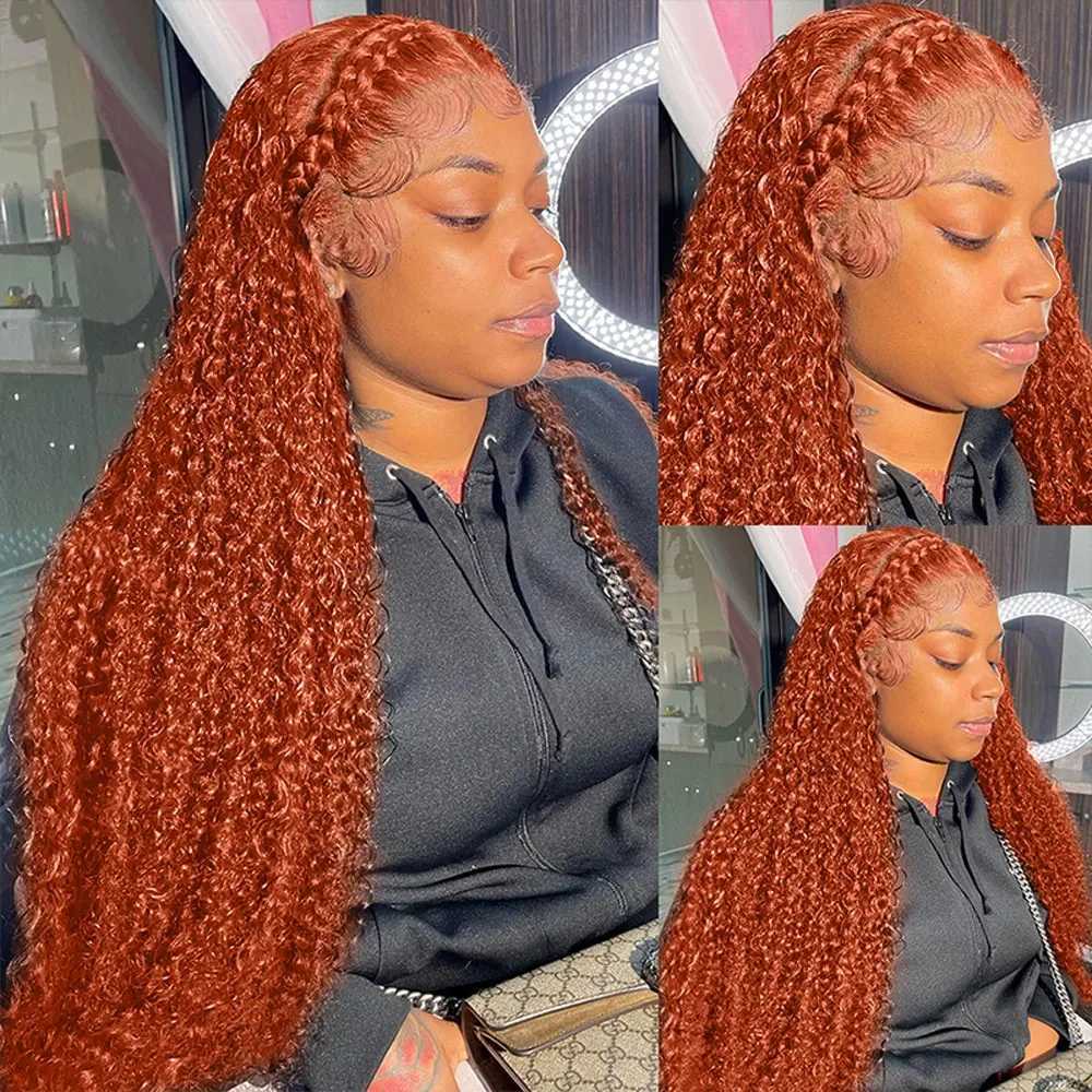 Orange Ginger Lace Front Wig Curly Human Hair Wigs 30 32 Inch Deep Wave Frontal Wig 13x4 13x6 HD Lace Front Human Hair Wig W251107