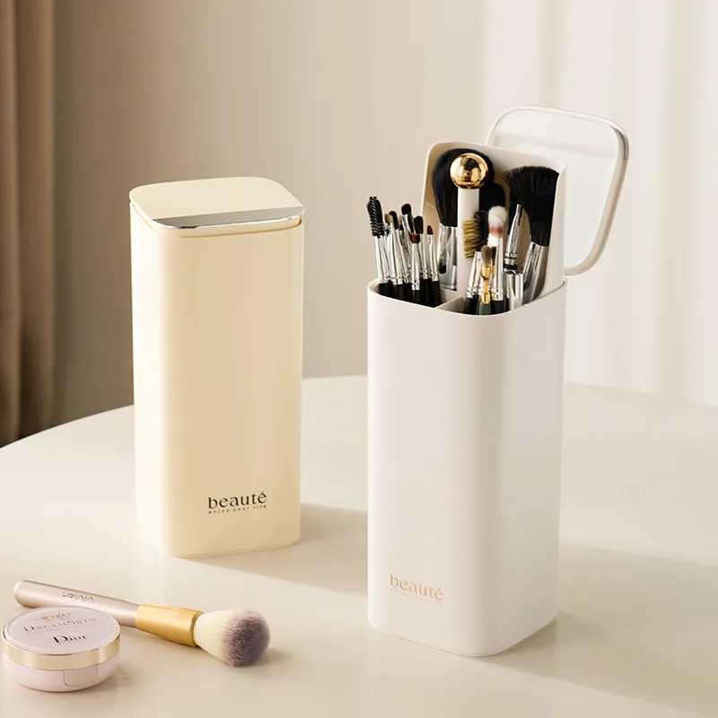 Automatic Lifting Makeup Brush Organizer Four Grid Storage Cosmetic Tools eyeliner eyebrow pencil dust-proof brush bucket J251115