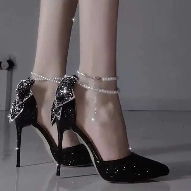 Crystal Shoes Sandals Ladies Beige High Heels Bg 2024 Ornaments African Spring 12Cm Sier Bridal Latest Wedding Pumps