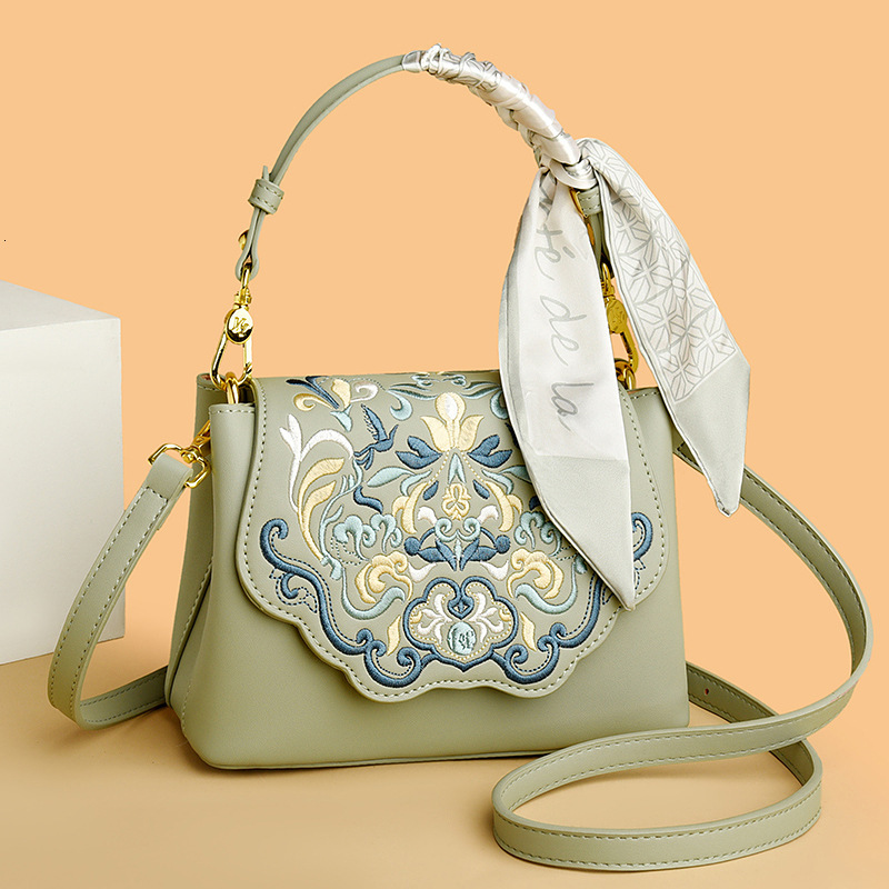 Embroidery Handbag Women's Retro Fashion Art Small Square Bag High Sense Crossbody Shoulder Bag