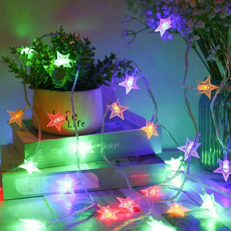 Battery Power Festoon Star Fairy String Lights Christmas Wedding Room Decoration Camping Outdoor Party Atmosphere Garland Lamp W251107