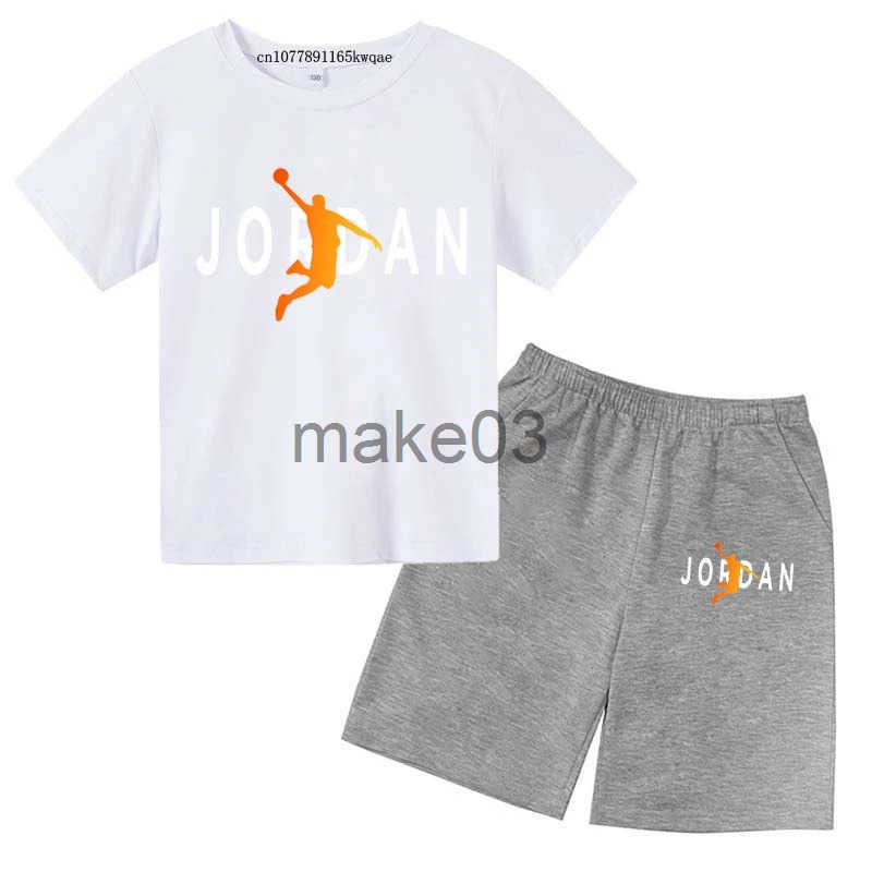 Childrens summer 2-piece breathable casual short sleeved T-shirt+pants for boys and girls aged 3-14 childrens gift clothing set J250403