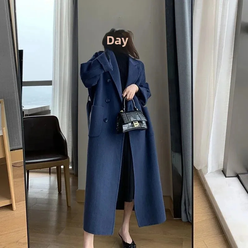 Of The Season Womens Woolen Coat plus Size over Knee Length Loose Fit Slimming High End Fashionable Polyester Fibe 251107