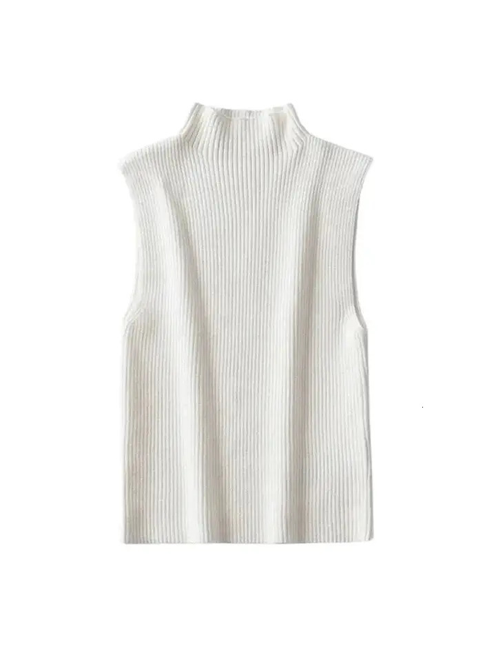 TRZA Womens Fashion Set Basic Ribbed Knitted Tank Top Retro High Neck Sleeveless Camis 250407