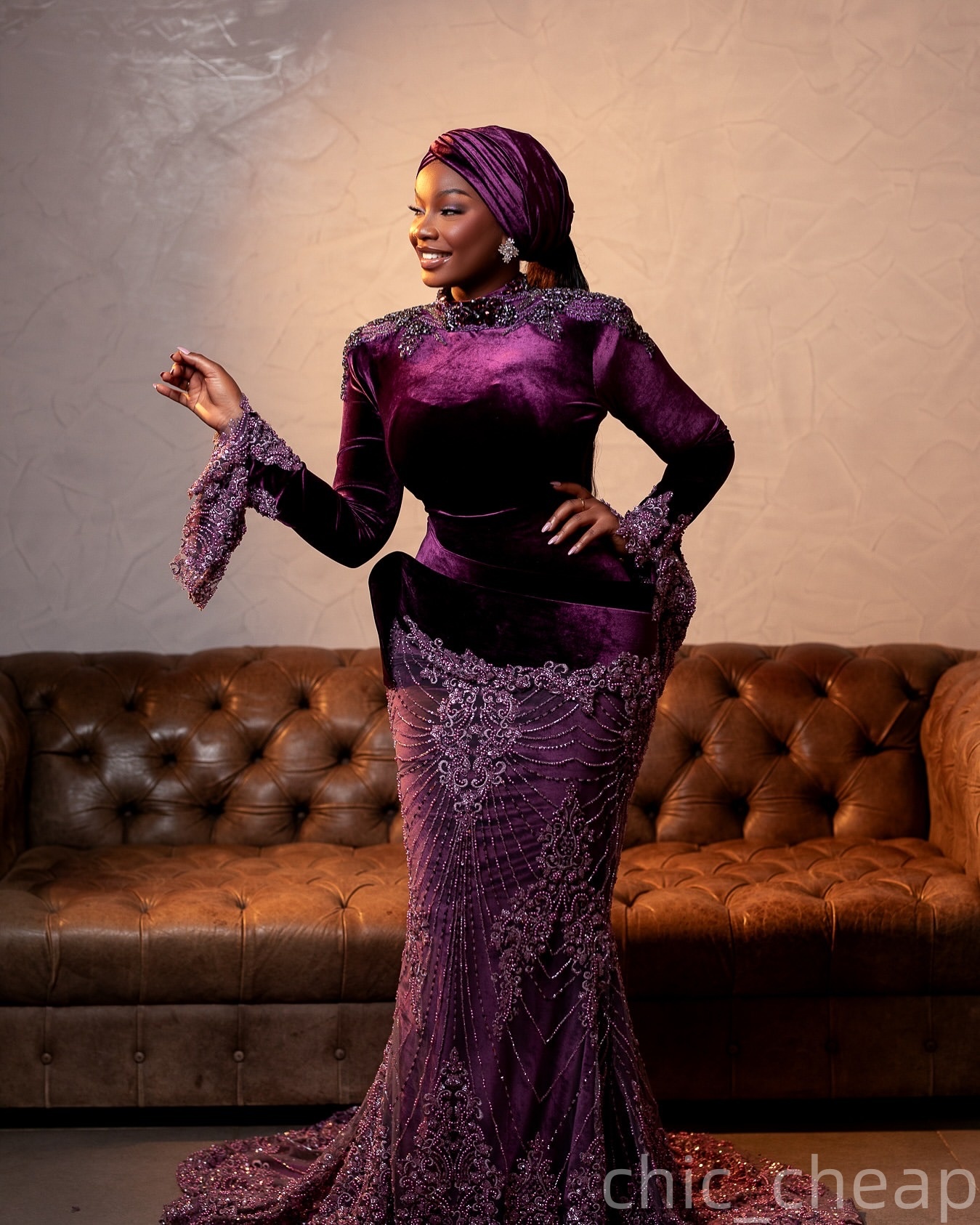 Aso Ebi Purple Mermaid Prom Dresses 2026 Crystals Lace Velvet Evening Formal Party Second Birthday Engagement Gowns Plus Size Dress For Special Occasi
