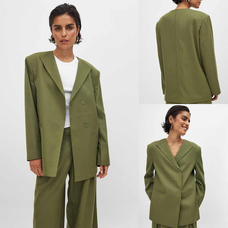 Casual Mother Suits Peaked Lapel Fashion Style Women Business Blazer Double Breasted Jacket Pants Business Wear Ladies Suit Customized High Quality