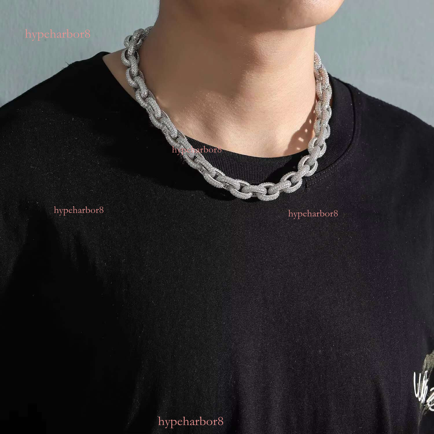 Men's O Cuban 13mm Copper Cross Chain Necklace Ice Inlaid Dia Gold Hip Hop Jewelry