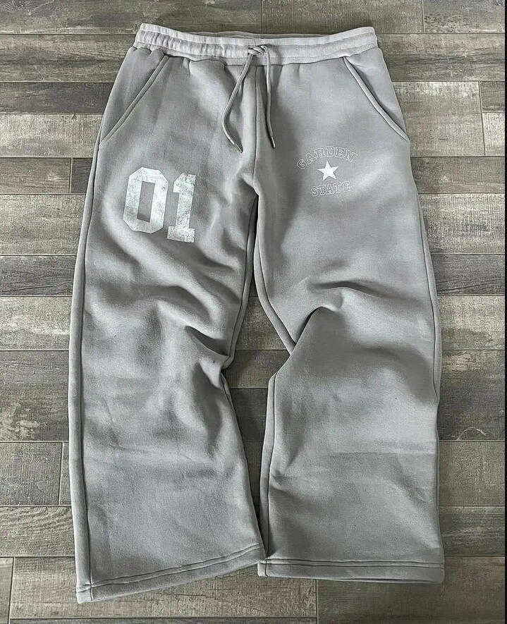 fashionable letter printed long with elastic waistband loose fit mens and womens trendy brand sanitary pants gift for man