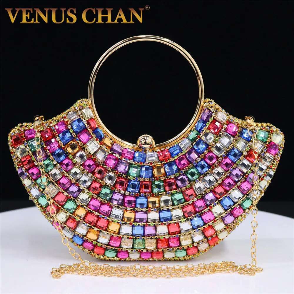 Handle Rhies Evening Clutch Bags Shoulder Chain Full Dia Design Party Women's Wallet Wedding Handbag