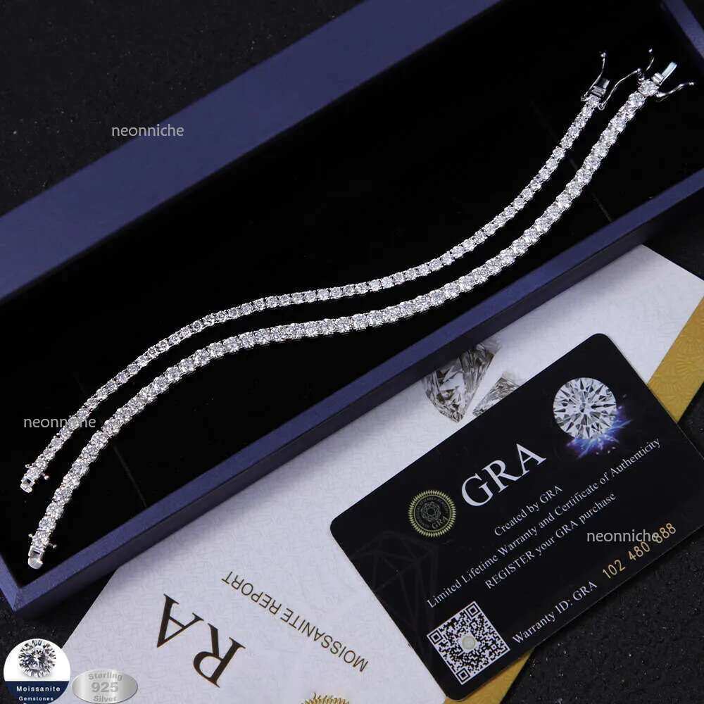 2-5MM Width Top quality Designer Sterg Sier Moissanite Dias tennis bracelet bangle for women senior classic Dia Cuban k chain flash men brand Jewel gi