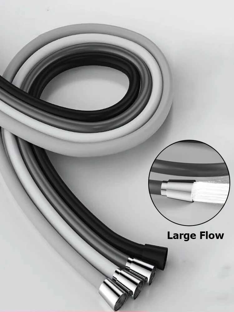 15/2M Silicone ible Shower Hose Black Grey White Hose Rubber High Pressure Pipe for Tap Faucet Toilet Bathro Accessories Y251107