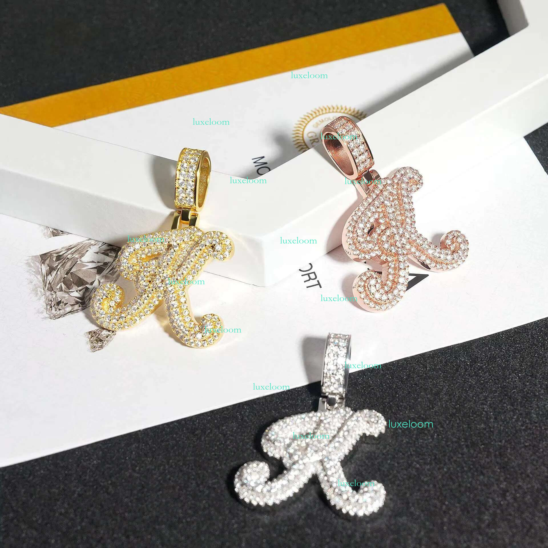 High quality hip-hop jewelry charm pendant pass tester made of pure sier ice with the letters K in silica
