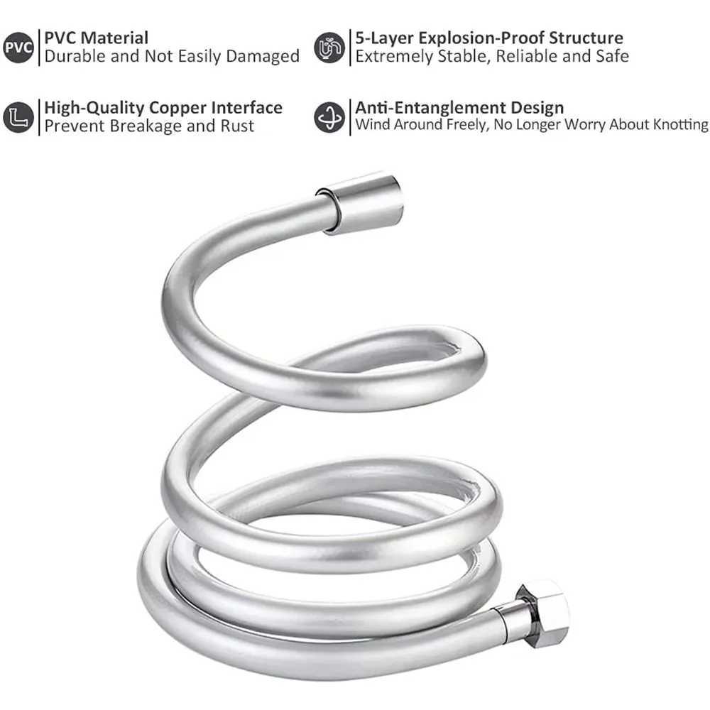Black PVC Handheld Shower Hose Bathro GI/2 Universal Interface High Pressure Explosion-proof Faucet Hose Extension Pipe Y251107