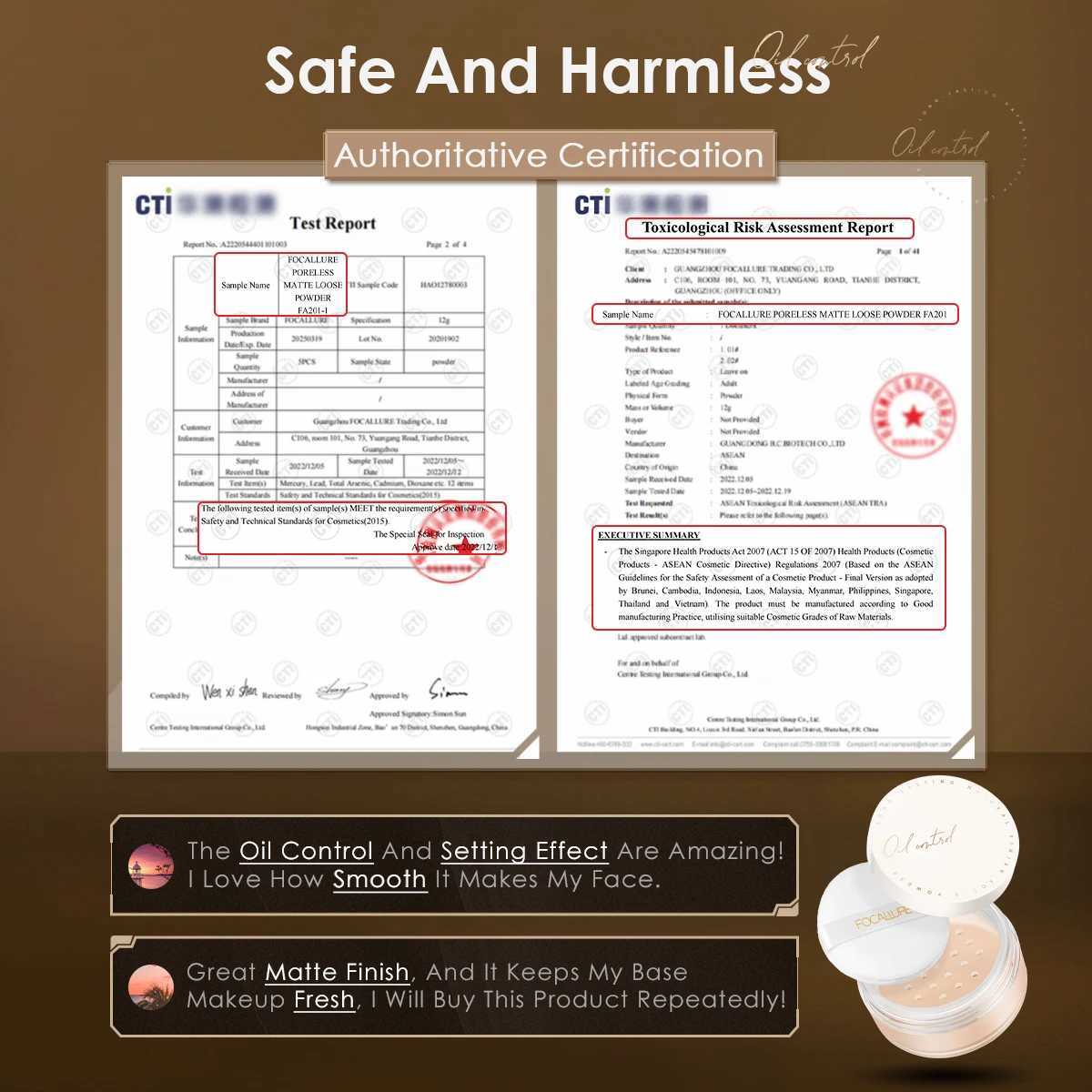 FOCLARURE Oil Control Matte Loose Powder Waterproof Cardless Transparent Silk Smooth Facial Makeup Set Powder CosmeticsXJ250407