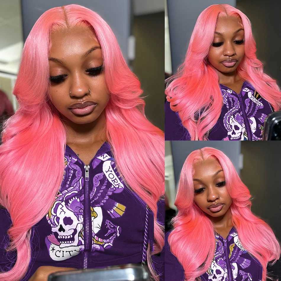 Pink Wig Body Wave Human Hair Wigs 13X6 Hd Lace Frontal Wig 30 32 Inch 13X4 Lace Front Wigs 250 Density Brazilian Hair For Women W251107