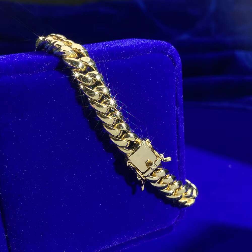 Wholesale Hip Hop Jewelry 8mm Cubic Zircon Diamond 925 Sterling Silver Miami Cuban Link Bracelet for Mens