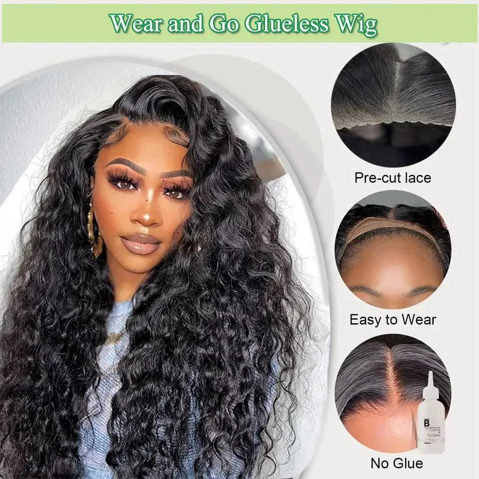 5x5 Glueless Deep Wave Ready to Wear Lace Clousure Wig Human Hair Pre Plucked 6x4 Curly Brazilian Transparent Lace Frontal Wigs W251107