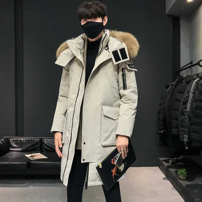 Mens New Korean Version Thick Parka Over the Knee Mens Mid to Long Style Trendy Handsome Mens Coat High Quality Design ParkasT251107