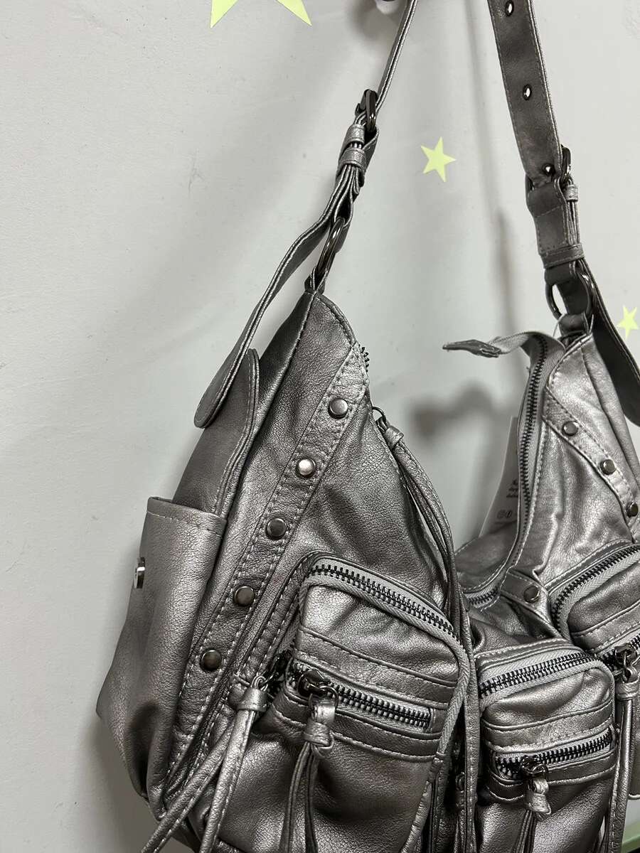 Angelkiss Women Fashion Bags Vintage PU Leather Handbags Multiple Pockets Shoulder Purse Bag Tassel Bolsa