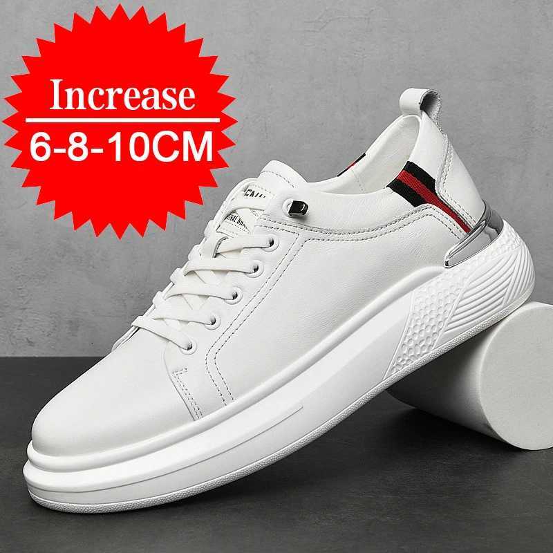2024 Mens Genuine Leather Sneakers Elevator Shoes Invisible Breathable Heightening Shoes 8/10cm Mens Casual Fashion Sneakers Z251107