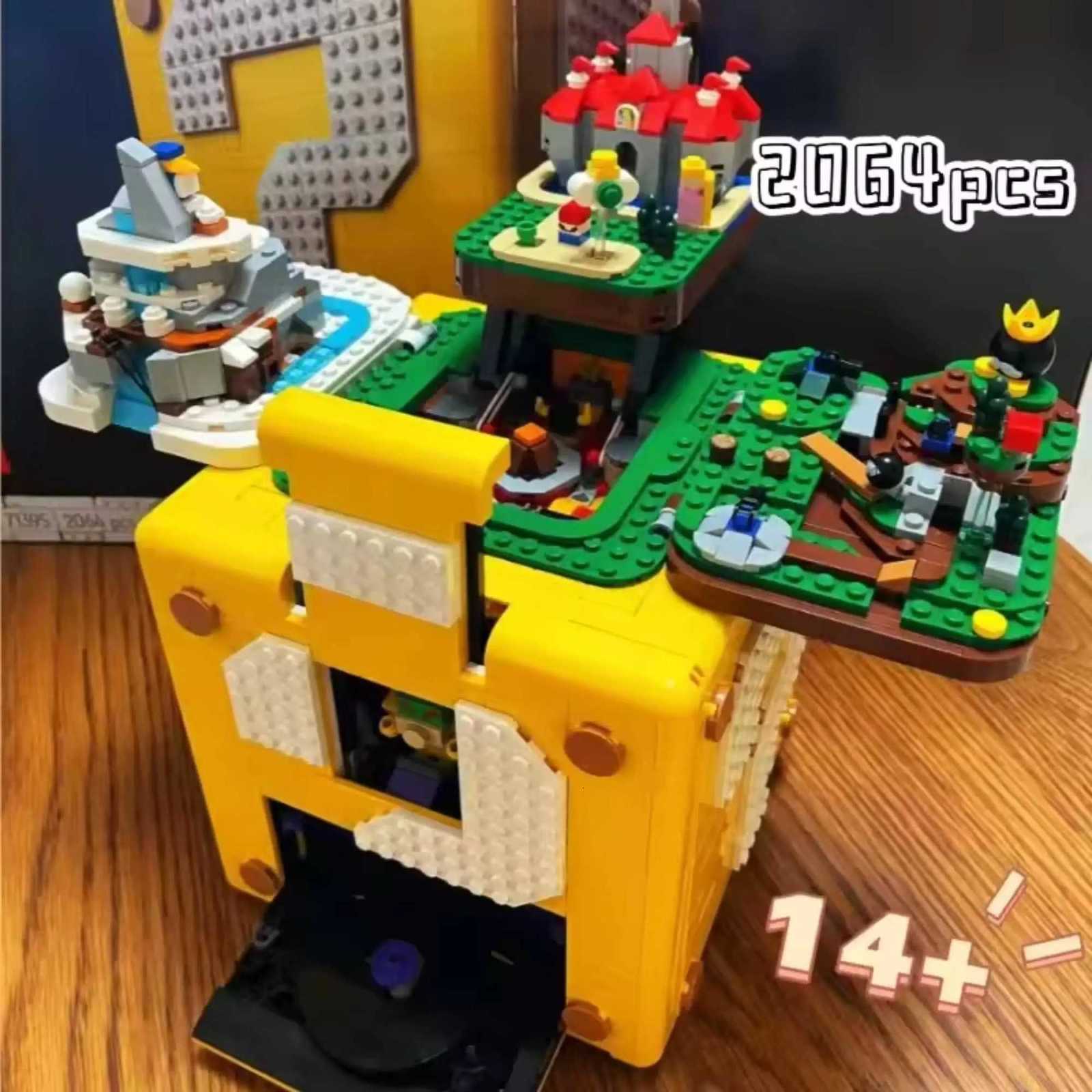 2025 NEW 2064PCS Super Marioed 64 Question Mark Box Building Bricks Home Decoration Crafts Small Ornaments for Christmas Gifts Y251107