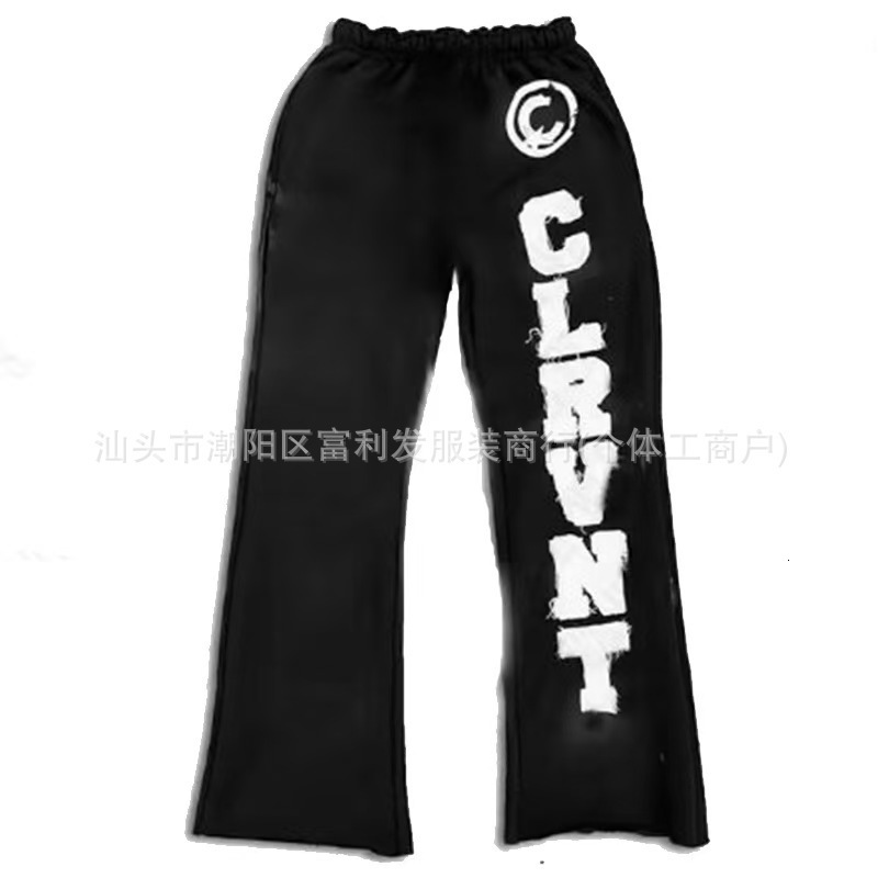 Pink Double Layer Sweatpants Y2K Mens Womens Gothic Hip Hop Letter Patch Retro Baggy Pants Casual Elastic Waist Jogging Pants 250304