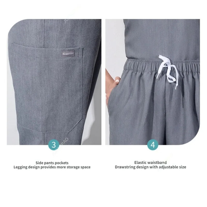 Fashion Women Workwear Scrub Topspant Uniform Surgery Scrubs Shirt Short Sleeve Pet Shop Doctor Nurse Nursing Uniform 250402