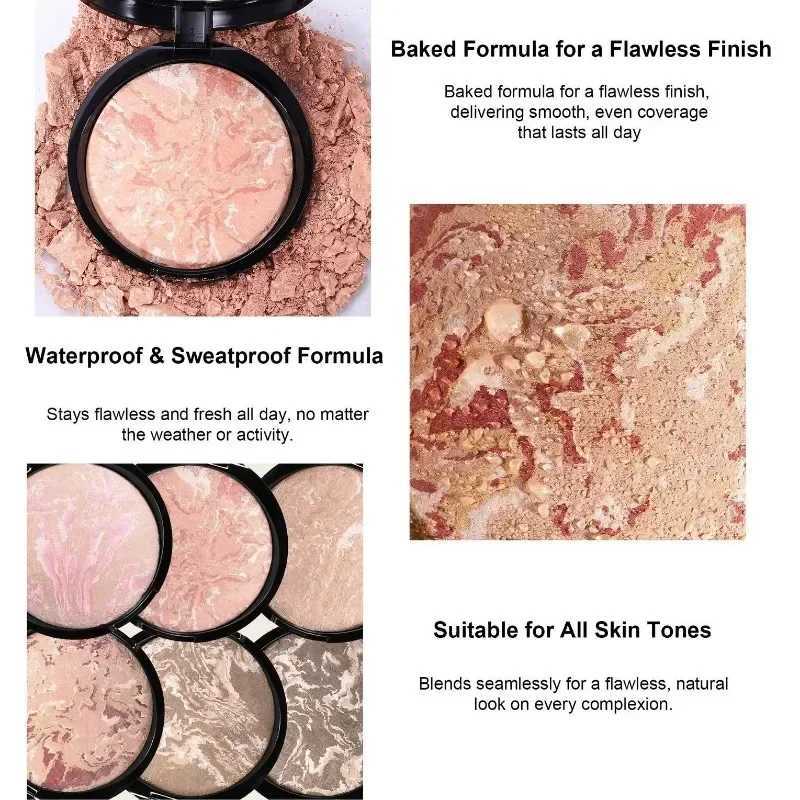 Marble color facial powder pressing professional oil control natural foundation make-up full coverage and lasting makeupXJ250407